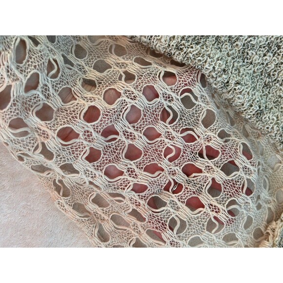 Poof! Heathered Green V-Neck Sweater with Open Knit Back size S Semi-sheer - Picture 5 of 6